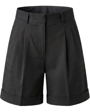 Monlicia Lina High Waisted Single Pleat Shorts - Black