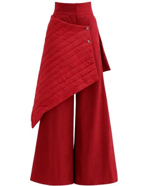 Julia Allert Vintage Wool Blend Quilted Trousers Burgundy - Red