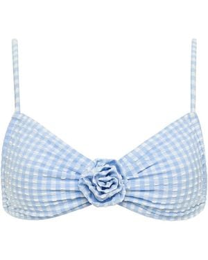 Montce Peri Micro Gingham Devin Rosa Bikini Top - Blue
