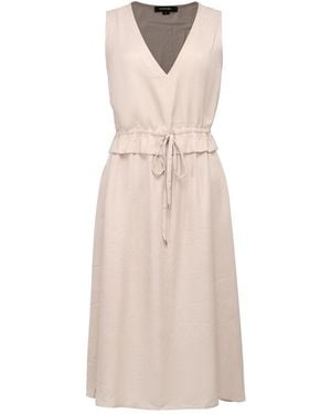Smart and Joy V-Neckline Adjustable Waist Midi Dress - Natural