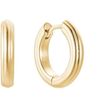 Nazzar Ribbed Tube Huggie Earrings - Metallic