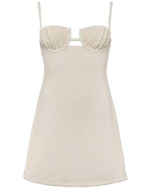 Montce Neutrals Bone Crochet Petal Short Slip Dress - Natural