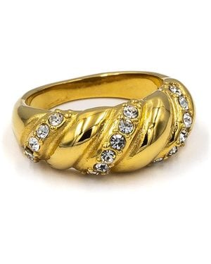 Superdivajewellery Crystal Croissant Ring - Metallic