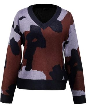 Smart and Joy V-Neckline Abstract Pattern Jumper - Blue