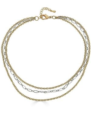 Loni Paul Jewelry Mixed Metal Delicate Three Strand Necklace - Metallic