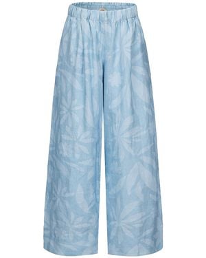 NUAJE NUAJE Rhea Wide Leg Linen Pant - Blue