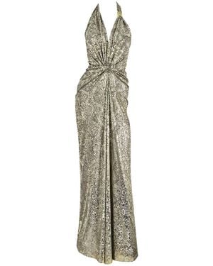 Me & Thee Prime Time Metallic Snakeskin Maxi Dress - Gray