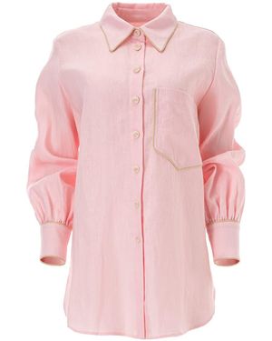 Lita Couture Oversized Linen Shirt - Pink