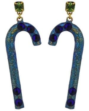 Vickisarge Spearmint Candy Cane Earrings - Blue