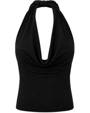 OW Collection Merle Draped Top - Black