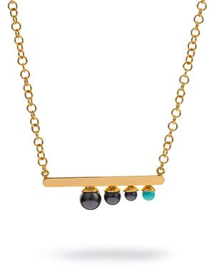 Ebru Jewelry Modern Harmony Pearl & Necklace - Metallic