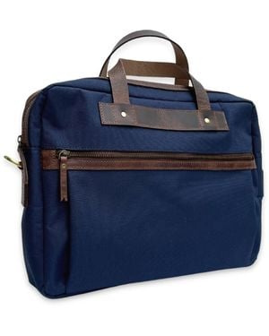 VIDA VIDA Nylon & Leather Trim Laptop Bag - Blue