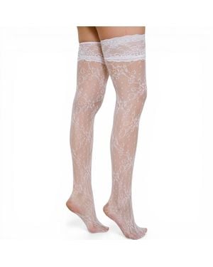 HIGH HEEL JUNGLE by KATHRYN EISMAN Lace Thigh High Socks - Pink