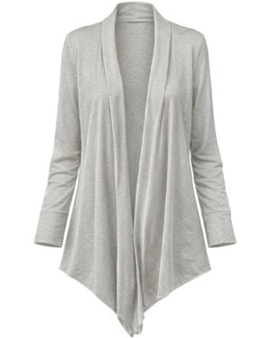 Conquista Lightweight Open-Front Draped Cardigan - Grey