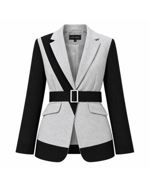 Smart and Joy A Two-Tone And Blazer With A Belt - Black