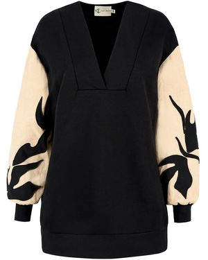 ALINA CERNĂTESCU Dawn Cotton Statement Blouse With Embroidery - Black