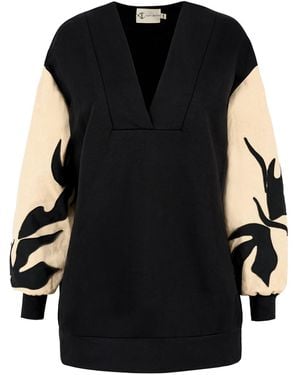 ALINA CERNĂTESCU Dawn Cotton Statement Blouse With Embroidery - Black