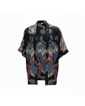 ORIGIN OF HEARTS Akari Lightweight Satin Kimono Shirt - Black