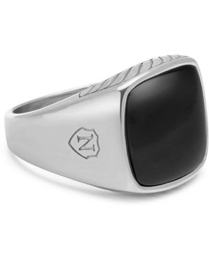 Nialaya Gentlemen's Signet Ring With Onyx - Multicolour