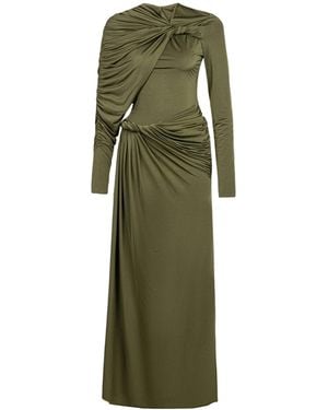 Nocturne Neutrals Draped Long Sleeve Maxi Dress - Green