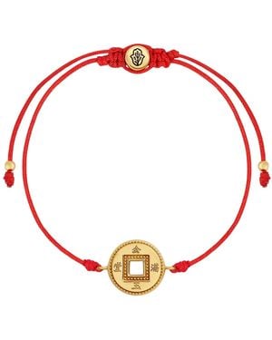 Karma and Luck Endless Prosperity String Lucky Coin Bracelet - Red