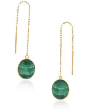 Preeti Sandhu Natural Malachite Threader Earrings - Green