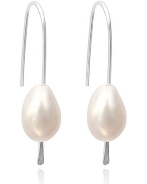 Kiri & Belle Mimi Pearl Drop Wire Sterling Earrings - White