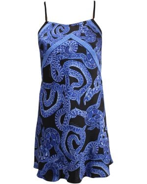 Monzlapur New York Silk Serpent Noir Dress - Blue