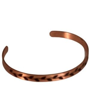 Anatoliacraft Engraved Copper Leaf Cuff Bracelet - Brown