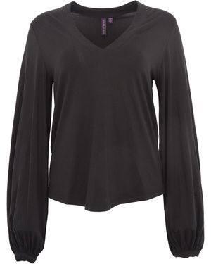 lords of harlech Val Long Sleeve V-Neck Shirt - Black