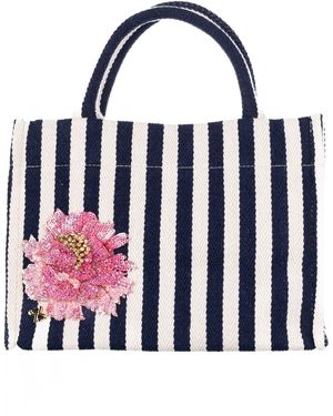 Laines London Laines Couture Hand Embellished Peony Tote Bag - Blue