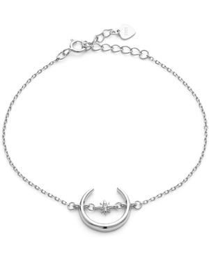 Elk & Bloom Sterling Crescent Moon & Star Bracelet - Metallic