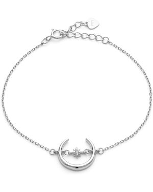 Elk & Bloom Sterling Crescent Moon & Star Bracelet - Metallic