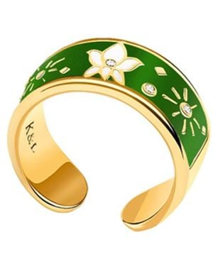 Karma and Luck Diamond & Peridot Enamel Ring – Luxury Protection Gemstone Jewellery – Joyous Light - Green