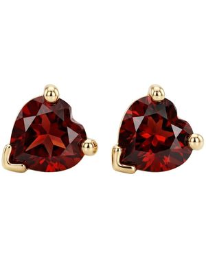Melt'm Jewelry 14K Garnet Heart Stud Earrings, Gemstone Studs - Red