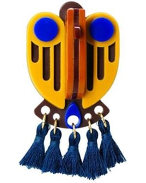 Gissa Bicalho Handmade Acrylic Brooch Harpy Mustard - Blue