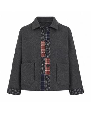 Yumi' Patchwork Boxy Jacket - Black