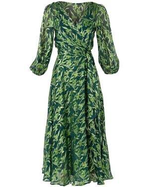 SACHA DRAKE Orchid Wrap Dress - Green