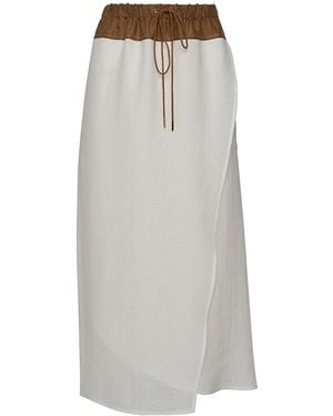 The Summer Edit Stella Luxe Linen Skirt - Grey