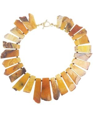 Way to Chic Statement Agate Necklace & Malaysian Jade - Metallic