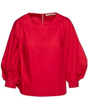 Conquista Top With Bishop Sleeves - Red