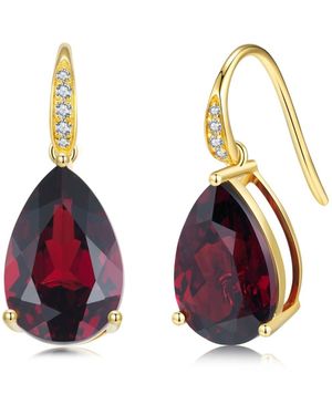 Kai Fine Jewelry Solid Natural Pear Garnet & Diamond Drop Earrings - Multicolour