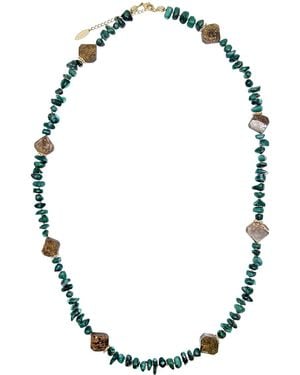 Farra Bamboo Coral With Tiger-Eye Stone Long Necklace - Green