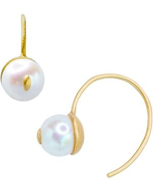 Bombyx House Freshwater Pearl Eye Hook Earrings - Metallic