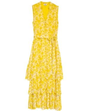 Niza Short Dress With Ornamental Embroidery And Short Sleeves - Yellow