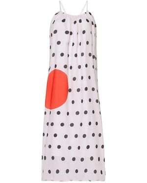 DHARA SHETH DUBAI One Polka Dot Spaghetti Strap Maxi Dress - White