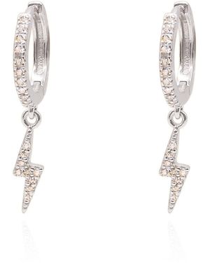 Luna Charles Bridget Lightning Huggie Hoop Earrings - White