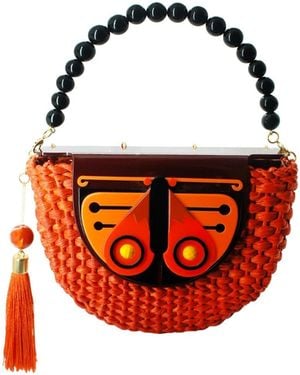 Gissa Bicalho Handmade Acrylic Bag Haf Moon Butterfly - Red