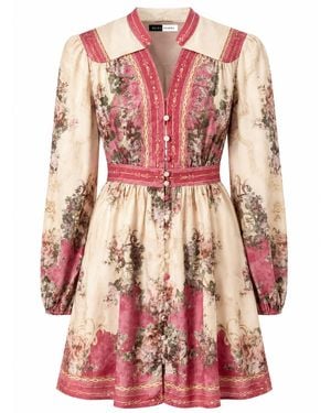 Richa Sharma Handcrafted Vintage Floral Tunic Dress - Pink