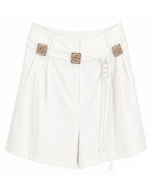 Monlicia Velina Single Pleat Mini Shorts – - White